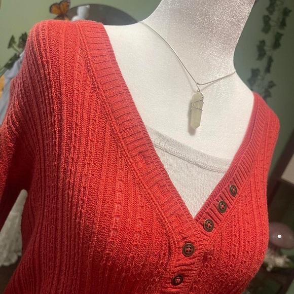 orange sweater with under-tee - Picture 2 of 3